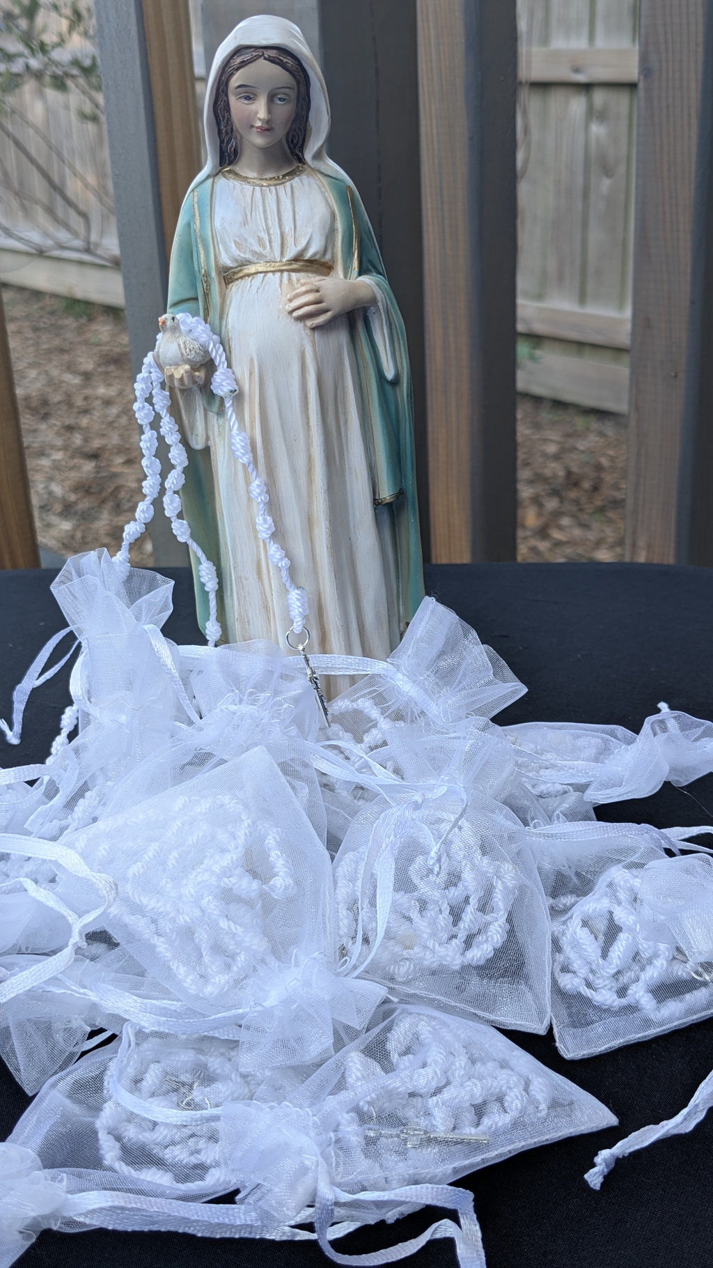 White Knotted Rosary with Nickel Crucifix - Small