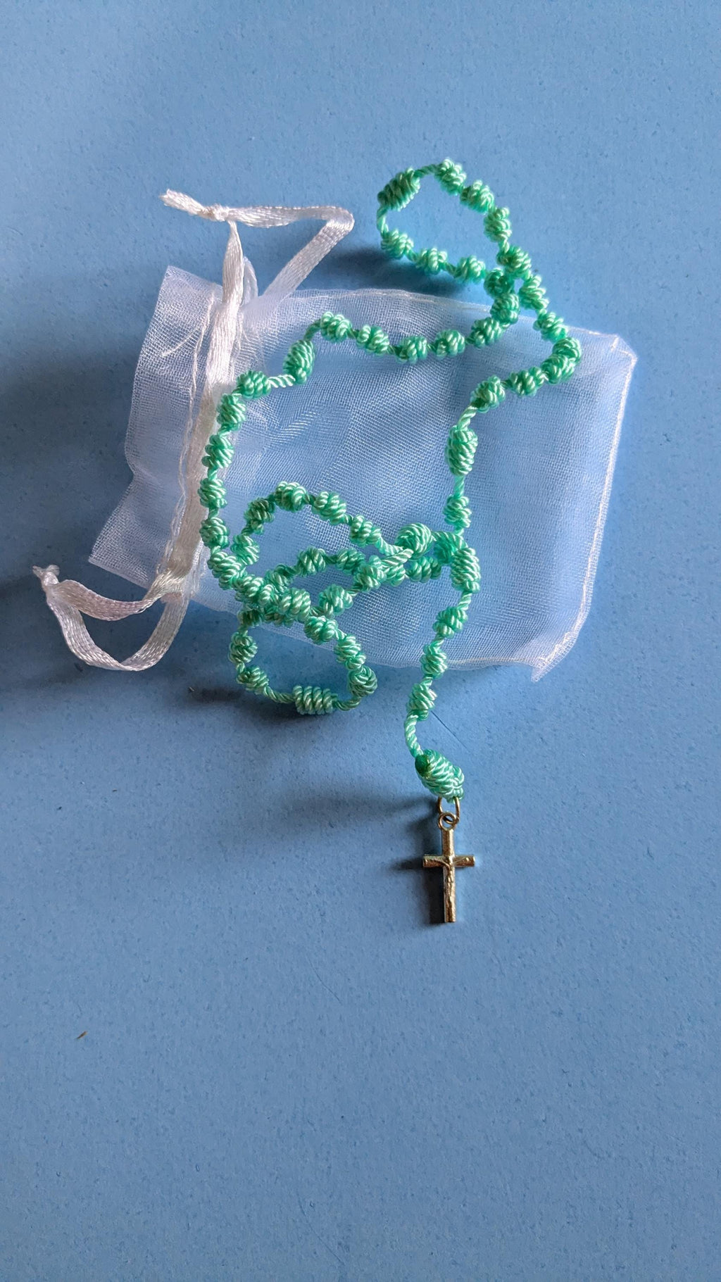 Teal, Knotted Rosary, small