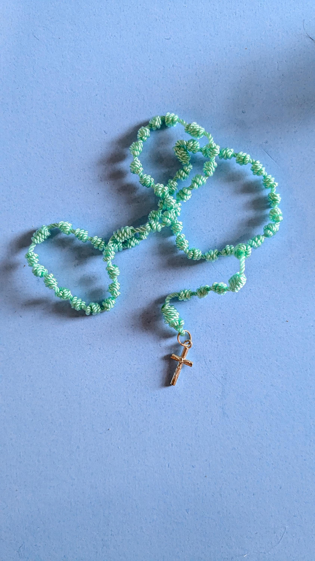 Teal, Knotted Rosary, small