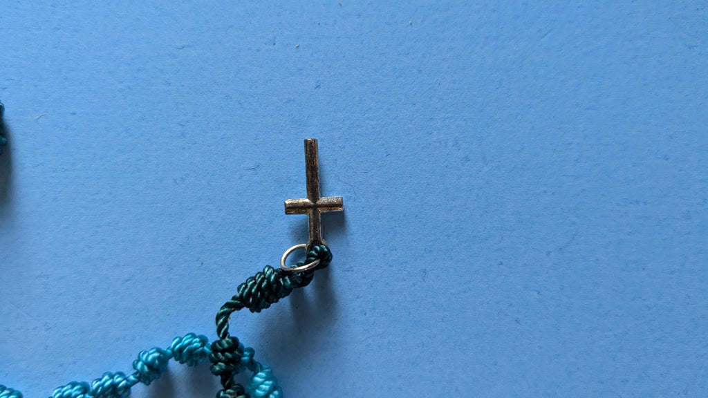 Virigated Blue, Knotted Rosary, small