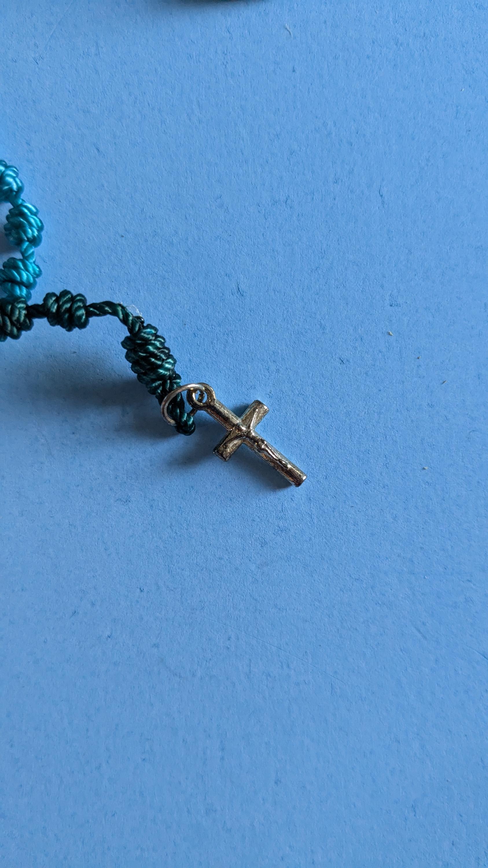 Virigated Blue, Knotted Rosary, small
