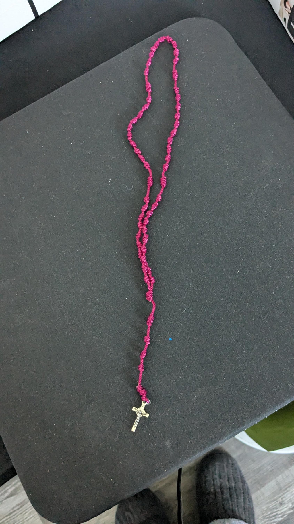 Raspberry Knotted Rosary, small