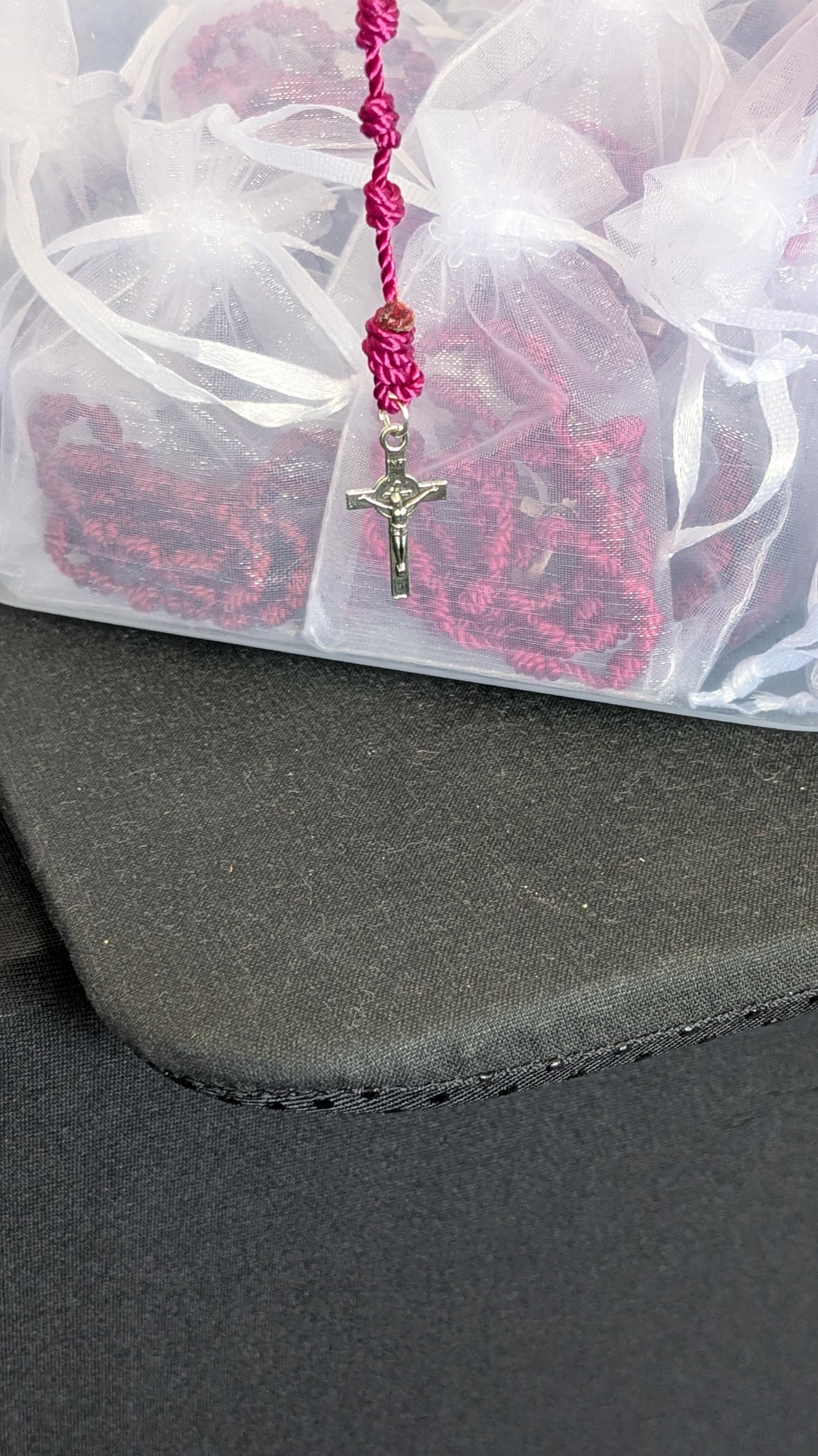 Raspberry Knotted Rosary, small