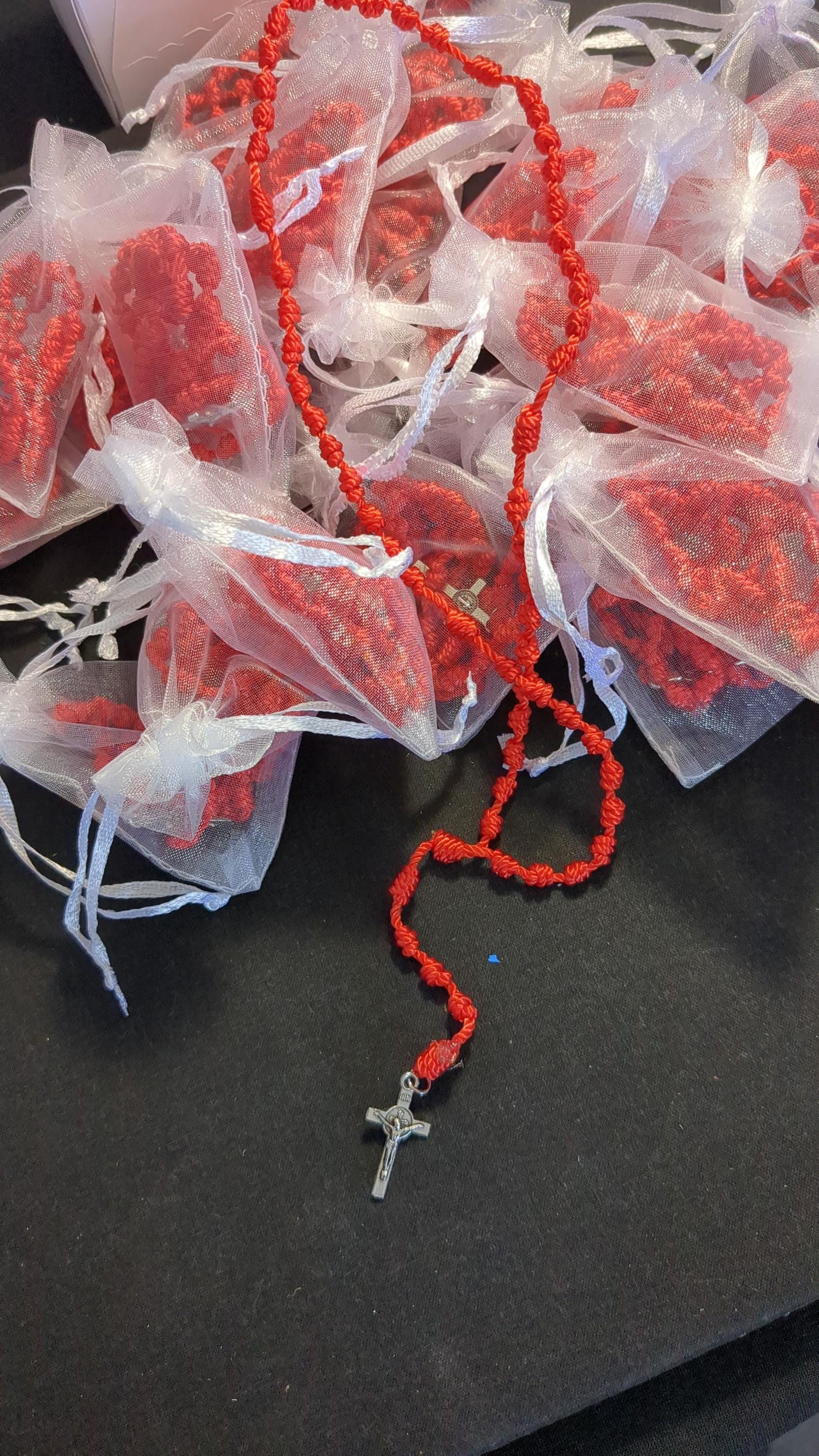 Orange Knotted Rosary, small