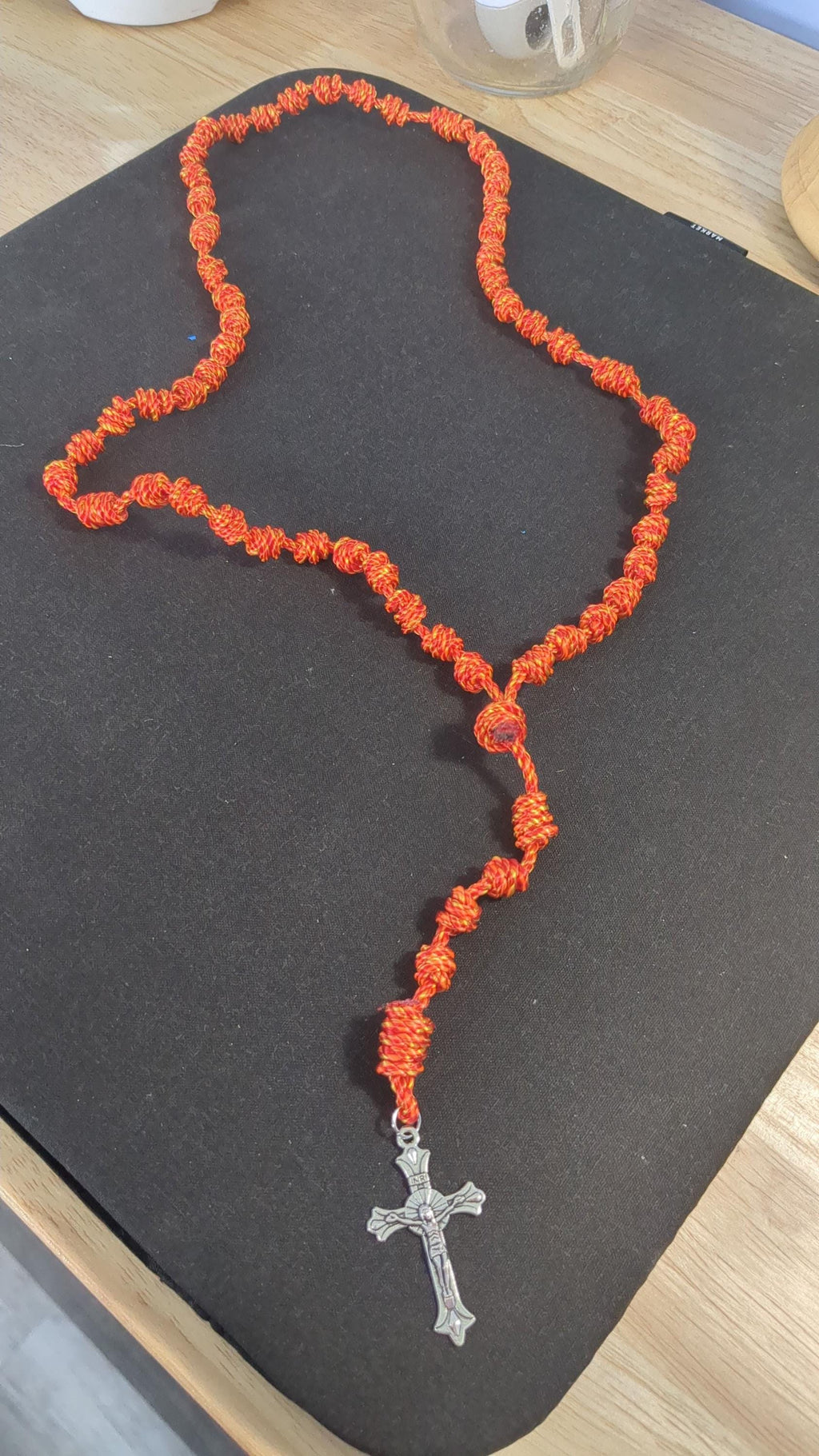 Flames of Fire Knotted Rosary, Large