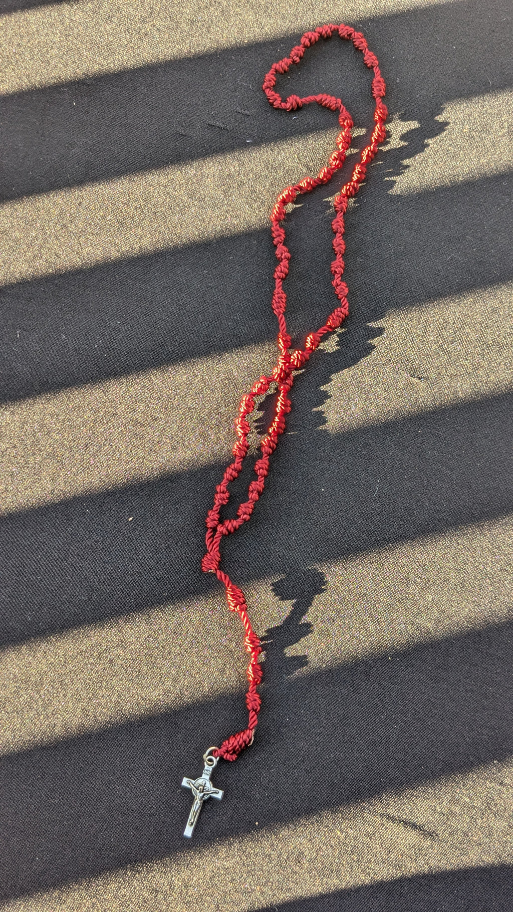 Wine Knotted Rosary, small