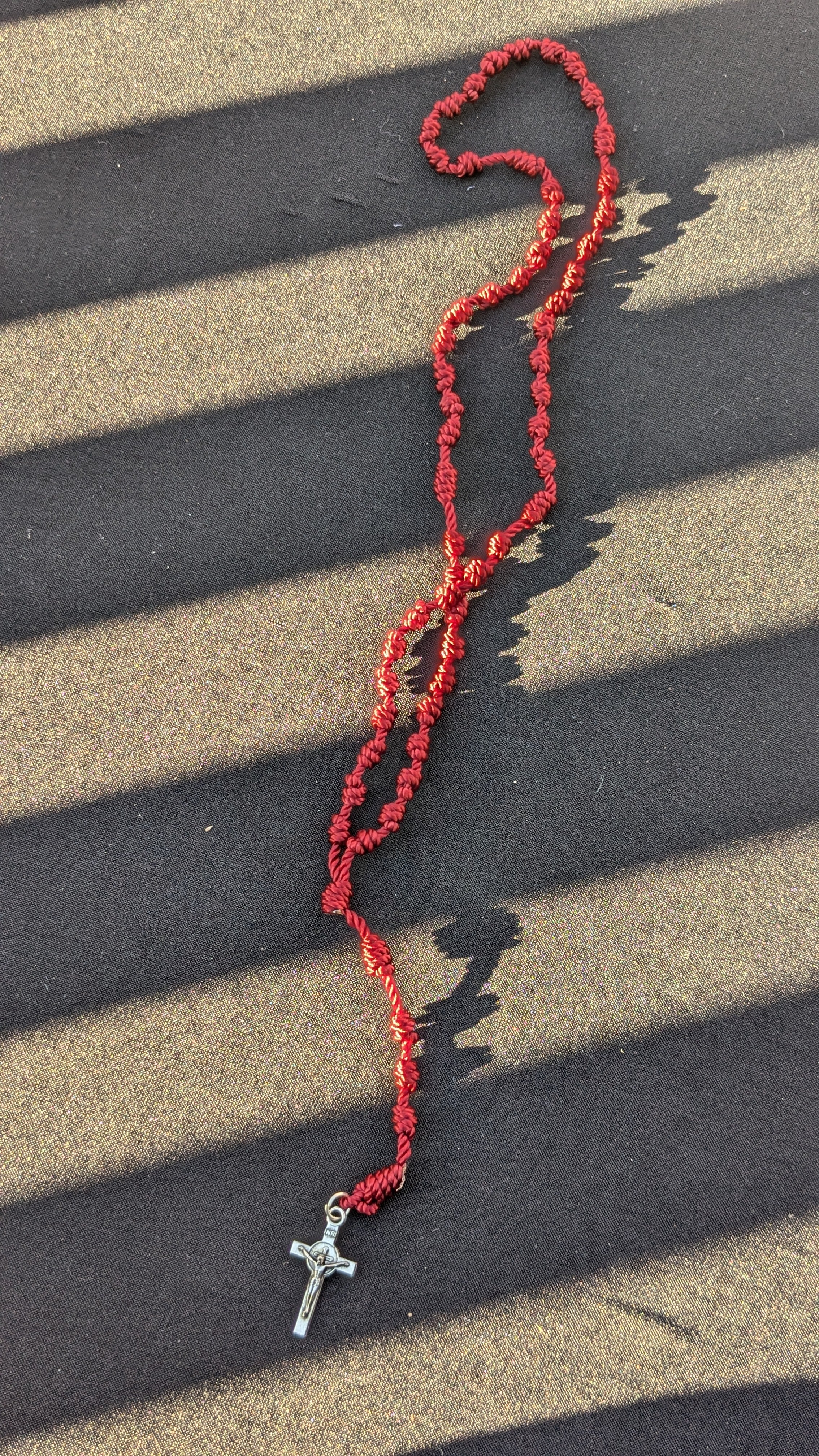 Wine Knotted Rosary, small