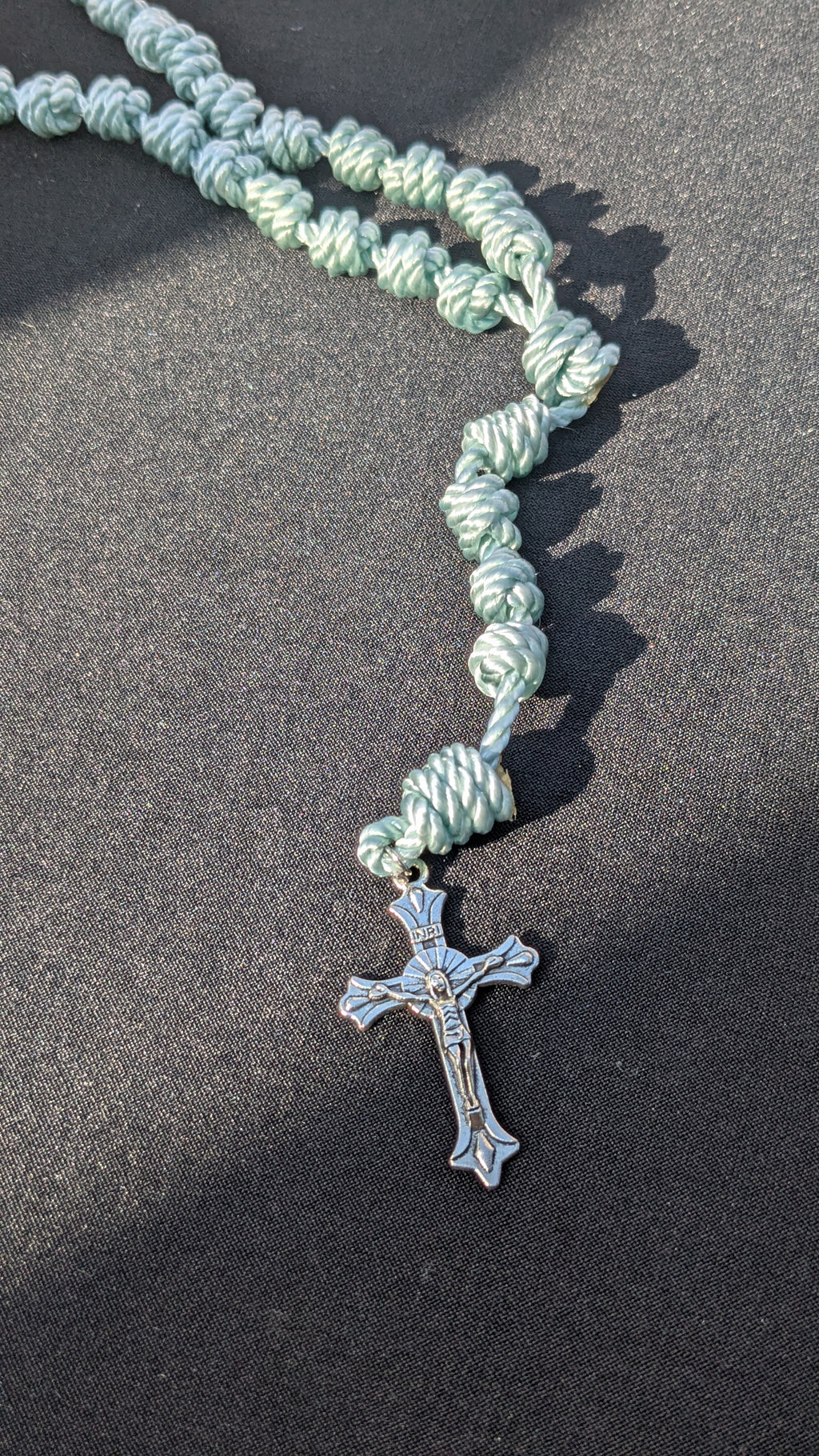 Light Blue Knotted Rosary, Large