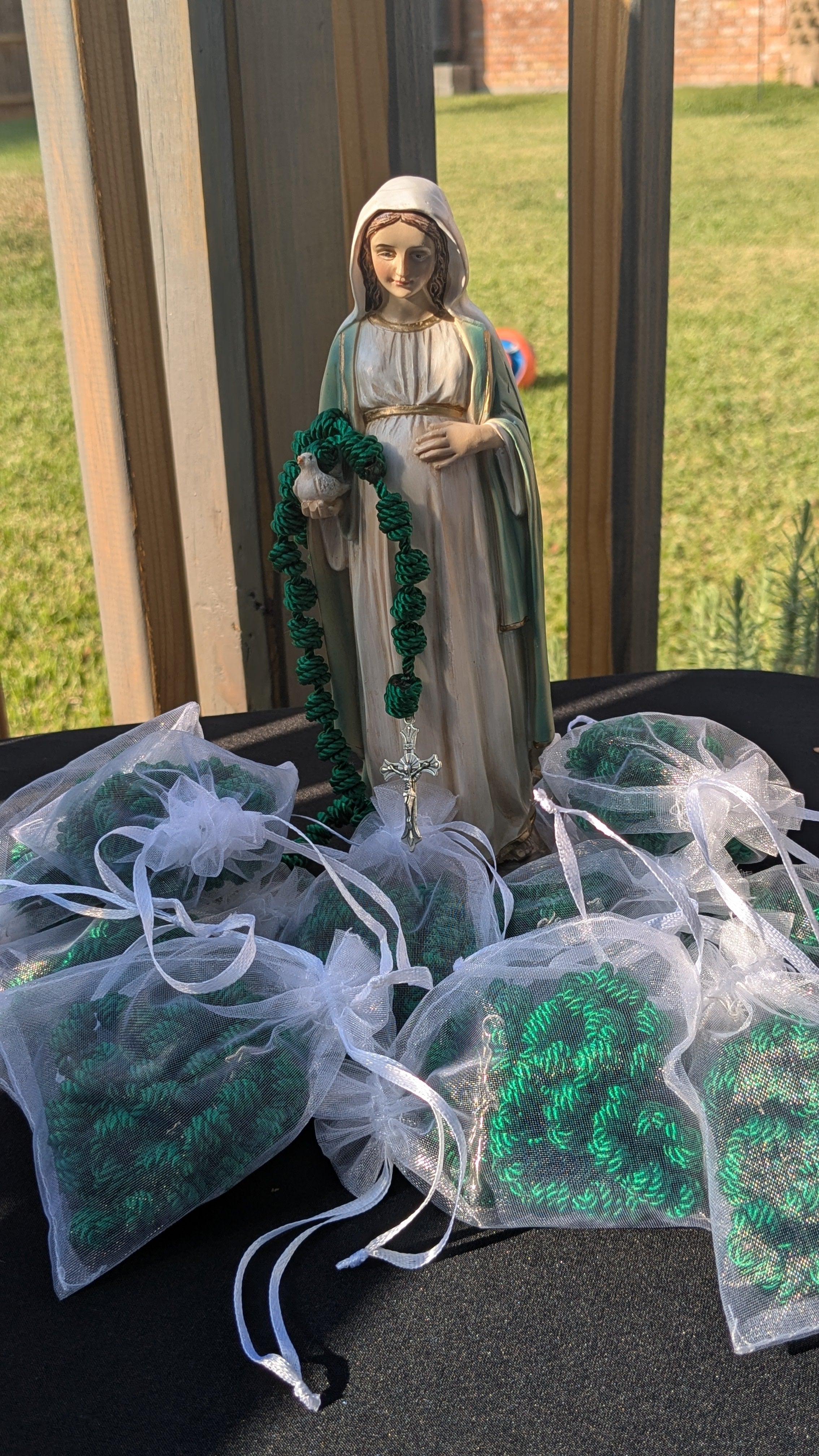 Hunter Green Knotted Rosary with Nickel Crucifix