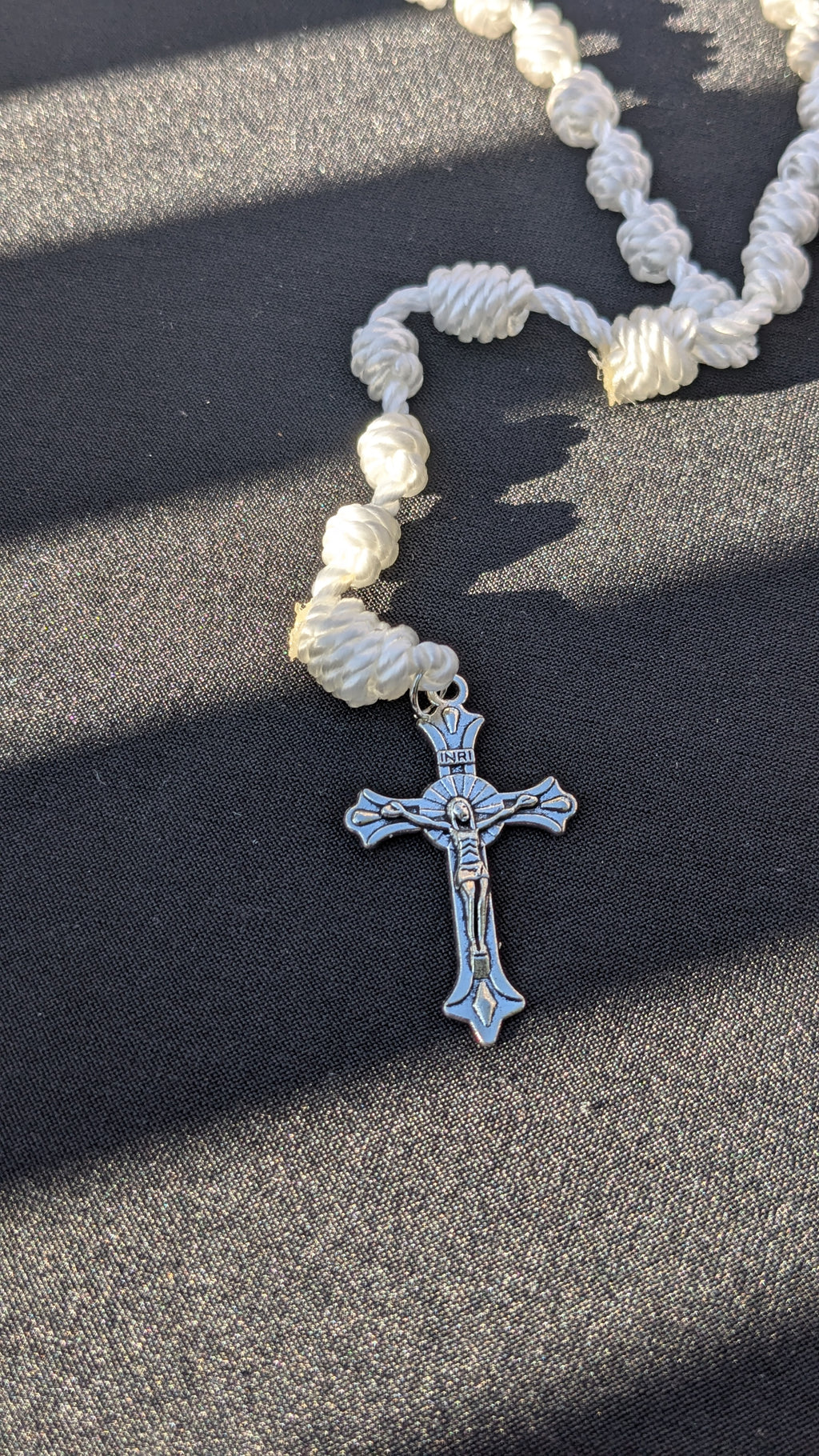 White, Knotted Rosary, Large