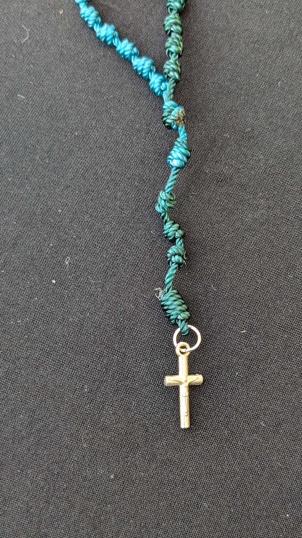 Virigated Blue, Knotted Rosary, small