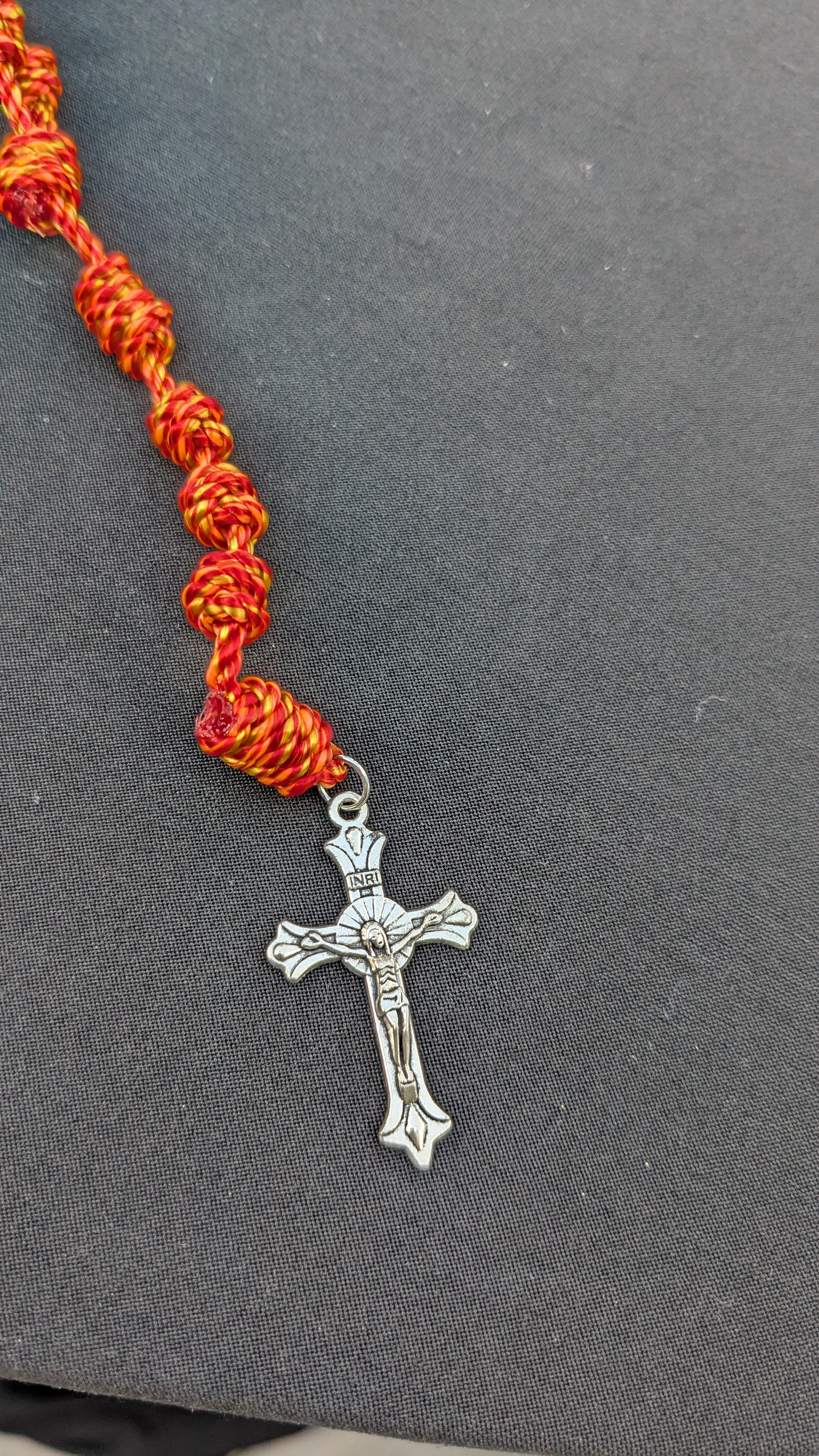 Flames of Fire Knotted Rosary, Large