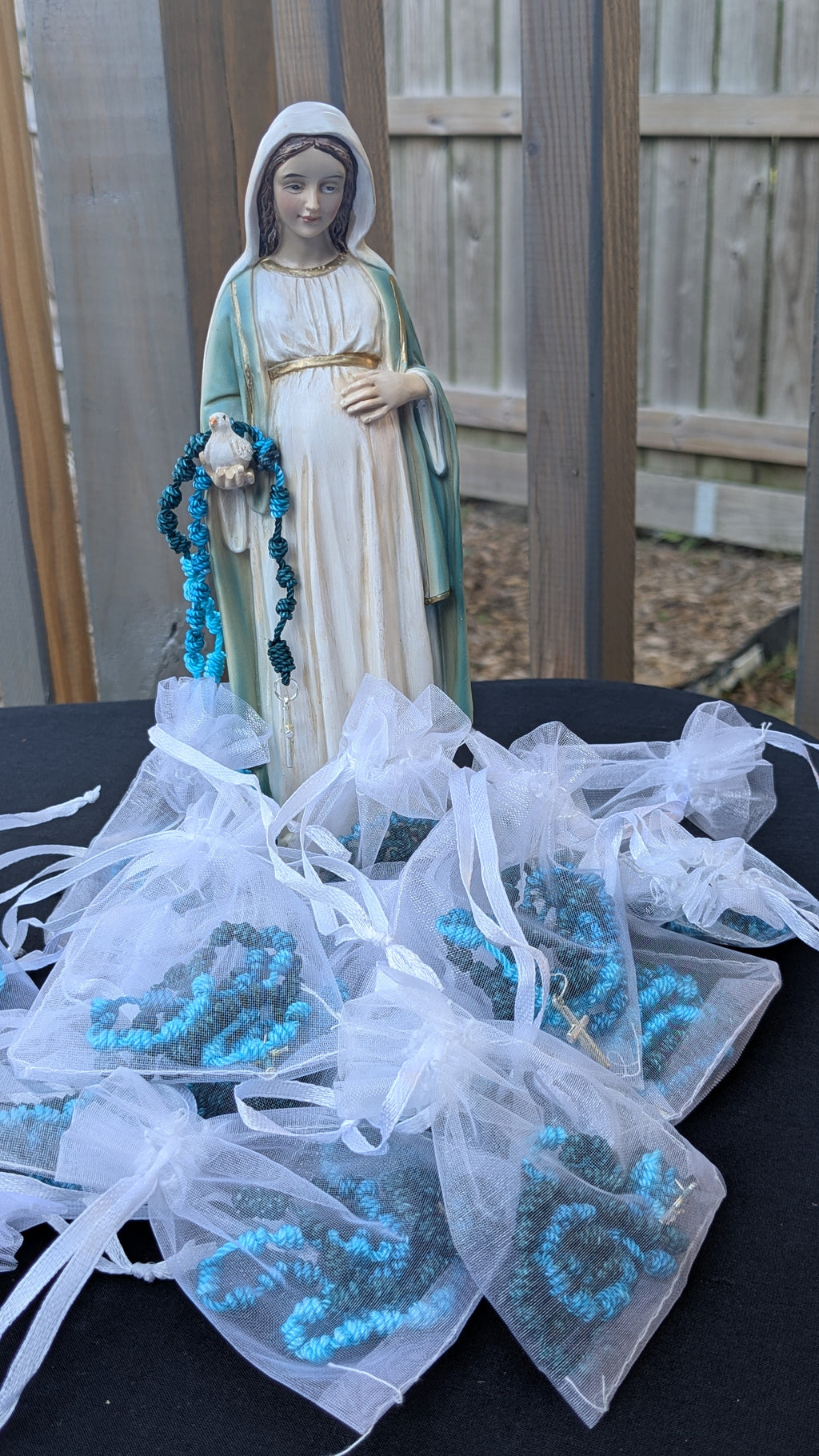 Virigated Blue, Knotted Rosary, small