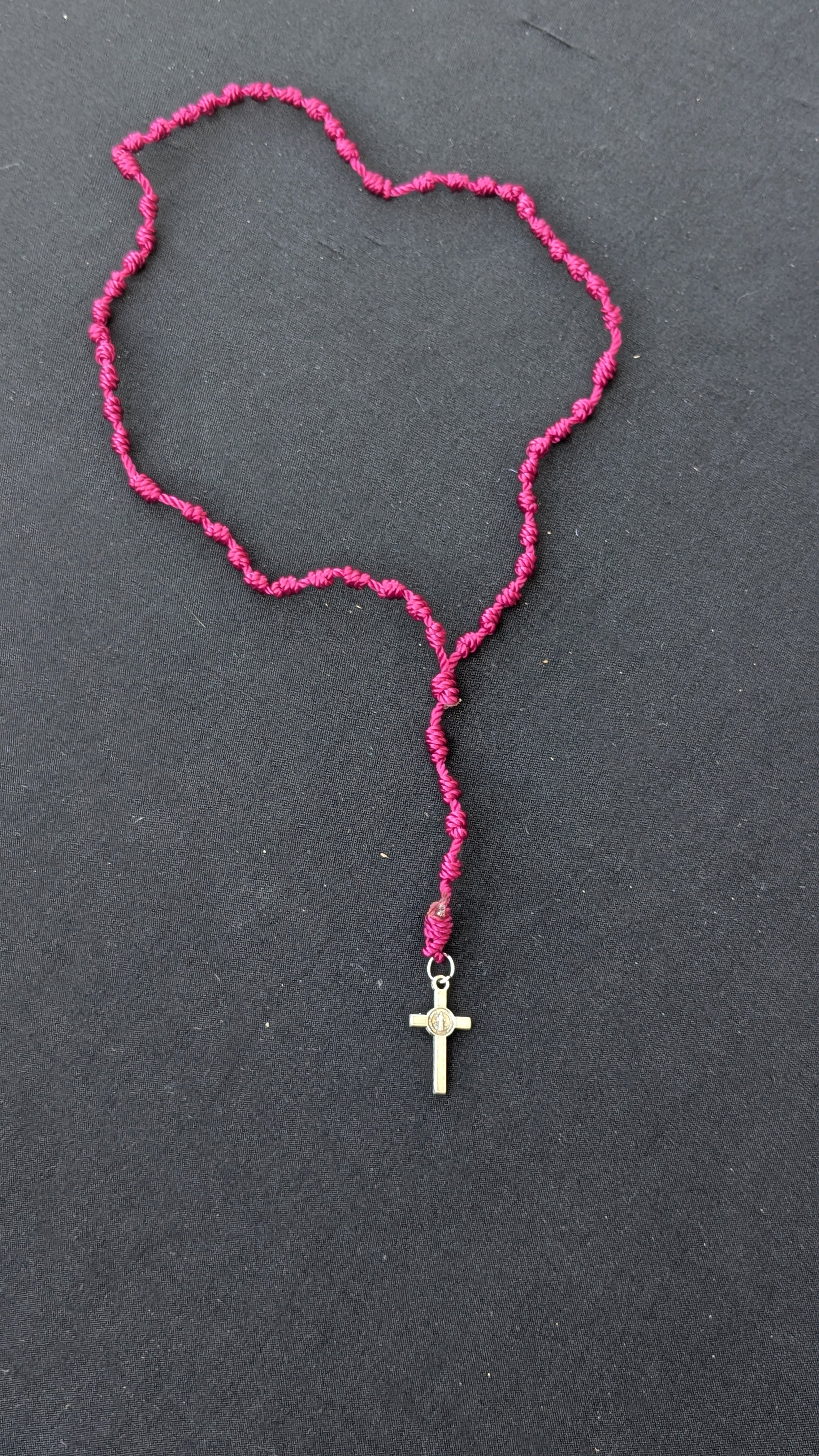Raspberry Knotted Rosary, small