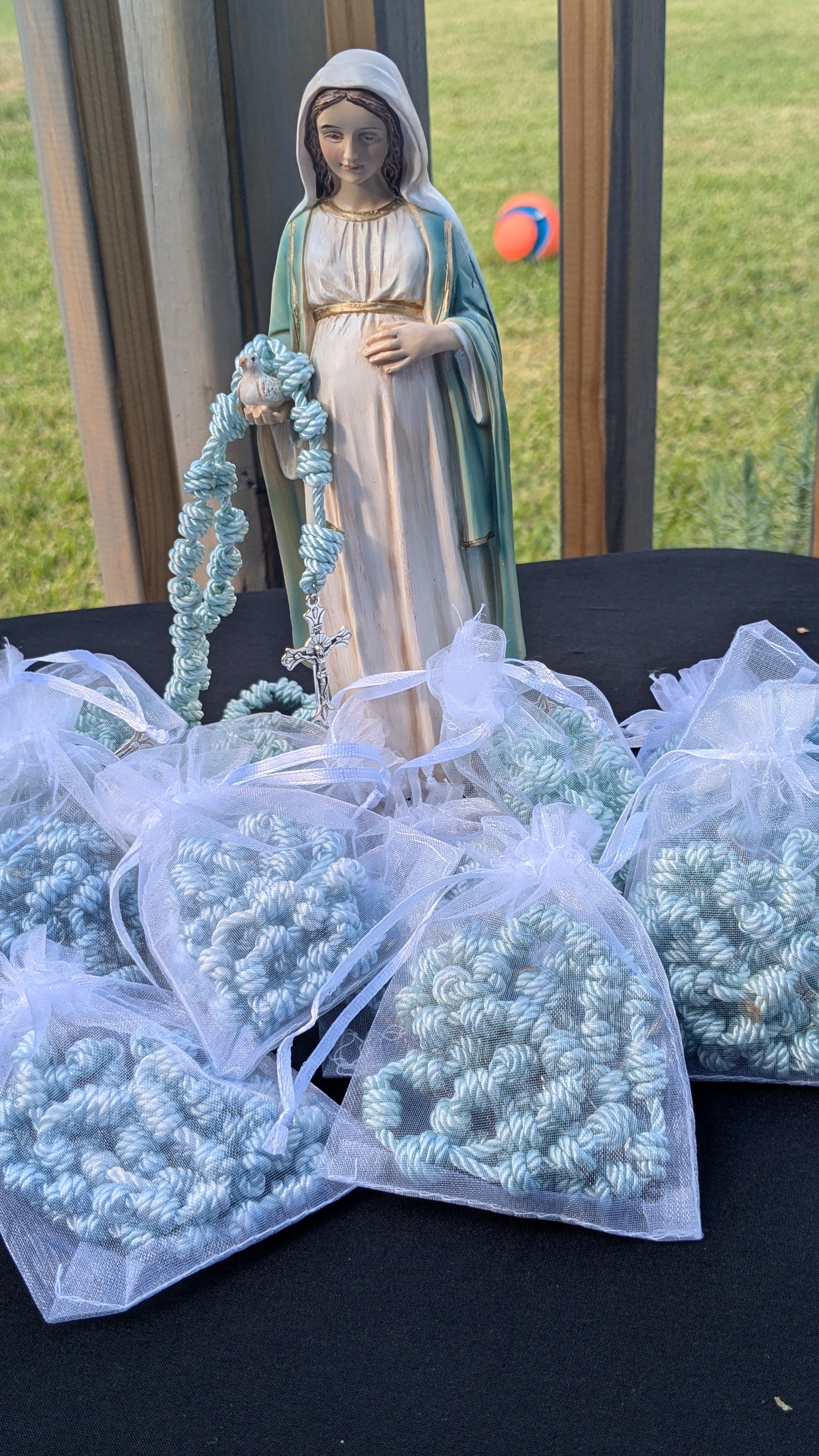 Light Blue Knotted Rosary, Large