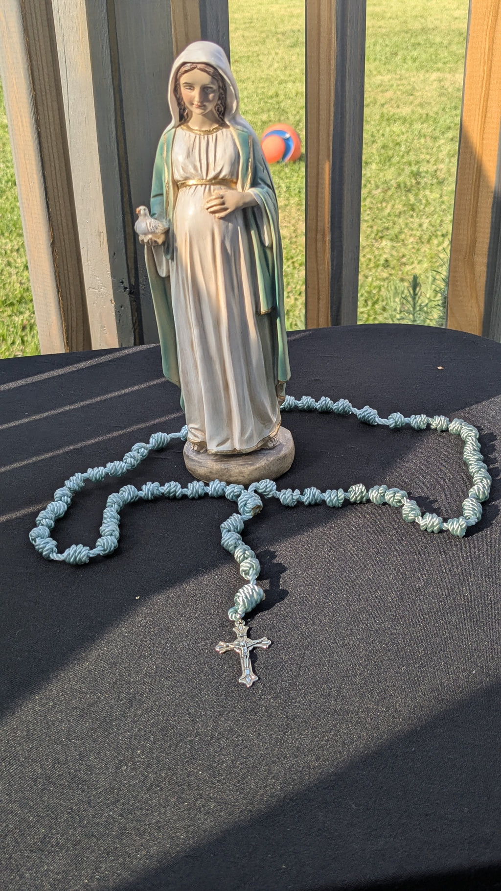 Light Blue Knotted Rosary, Large