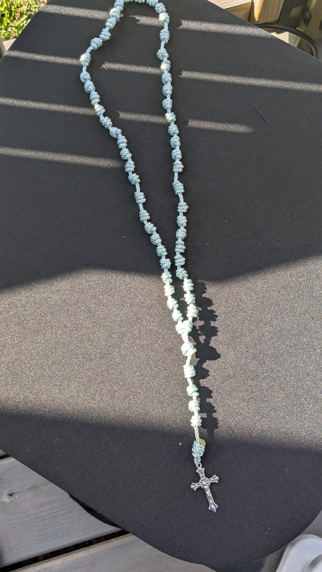 Light Blue Knotted Rosary, Large