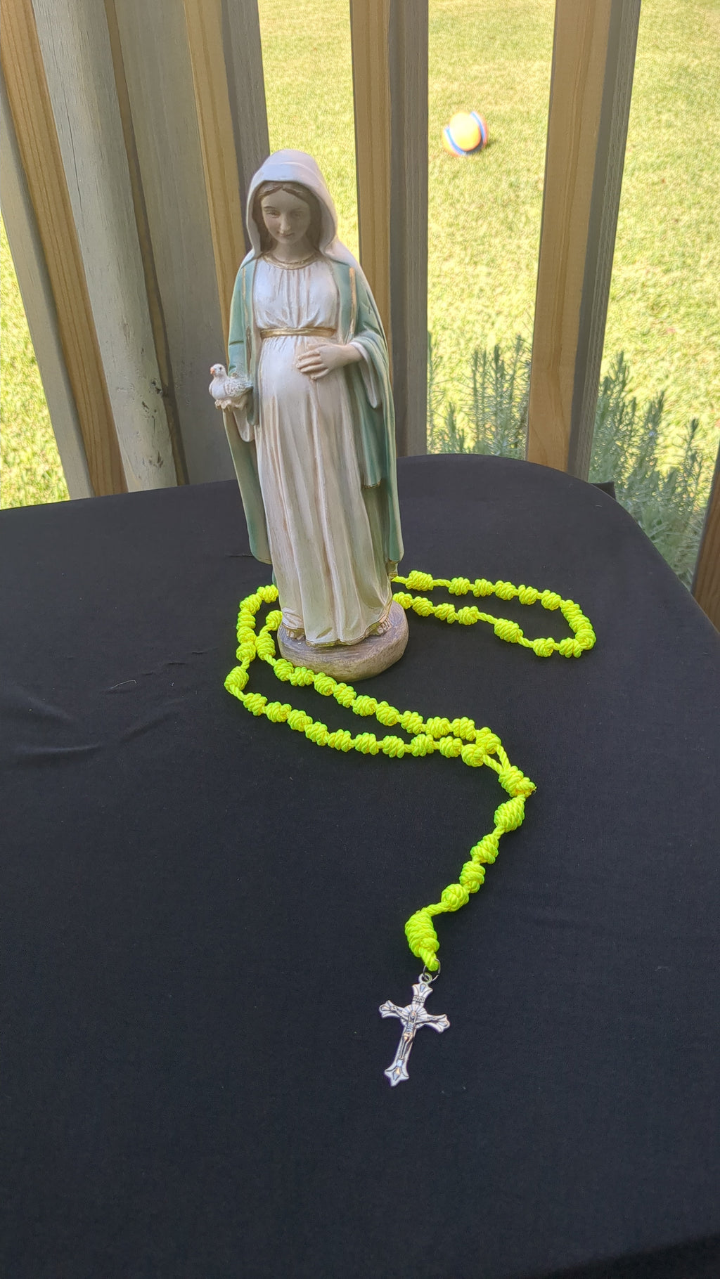 Bright Yellow Knotted Rosary with Nickel Crucifix