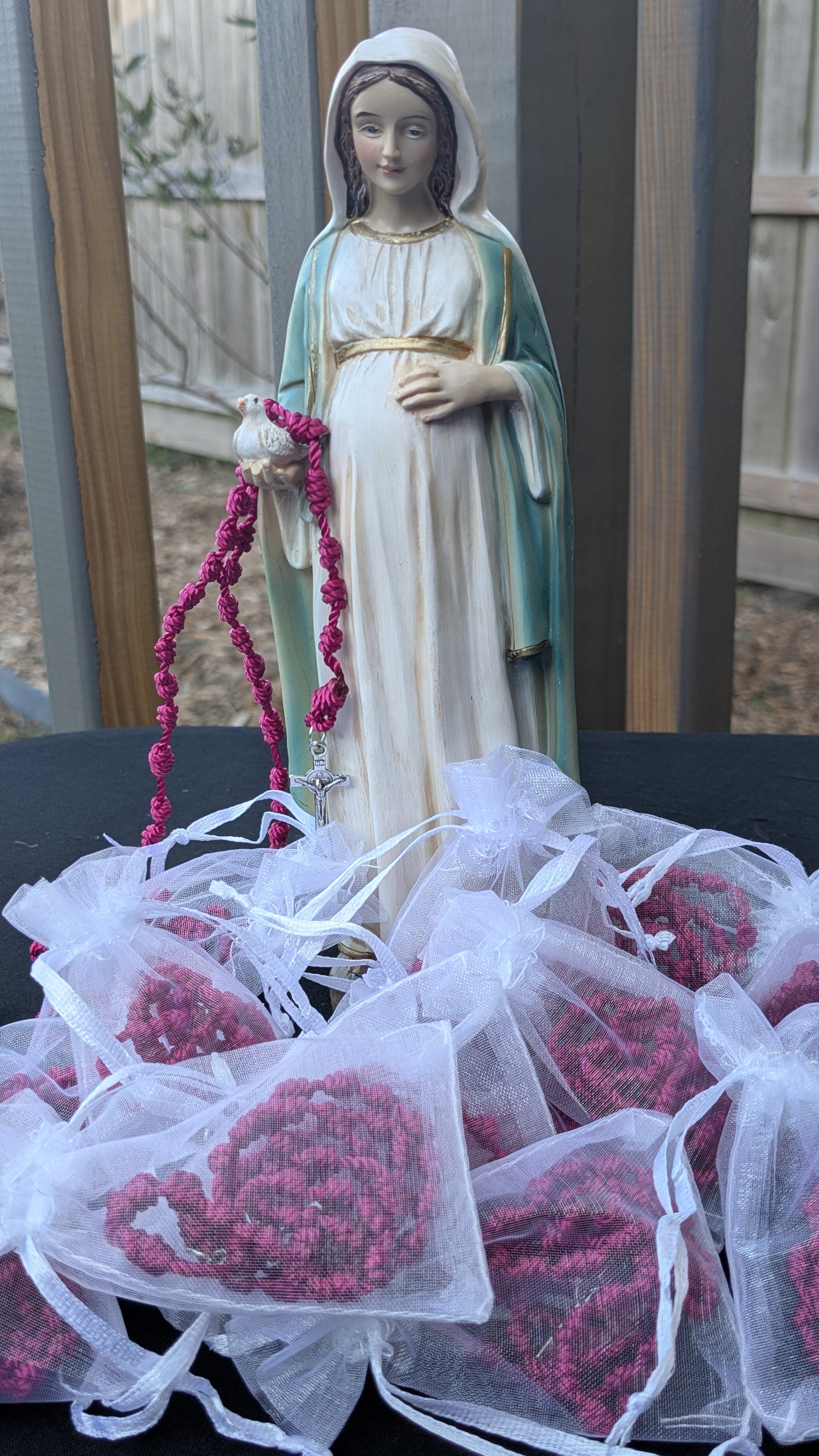 Raspberry Knotted Rosary, small