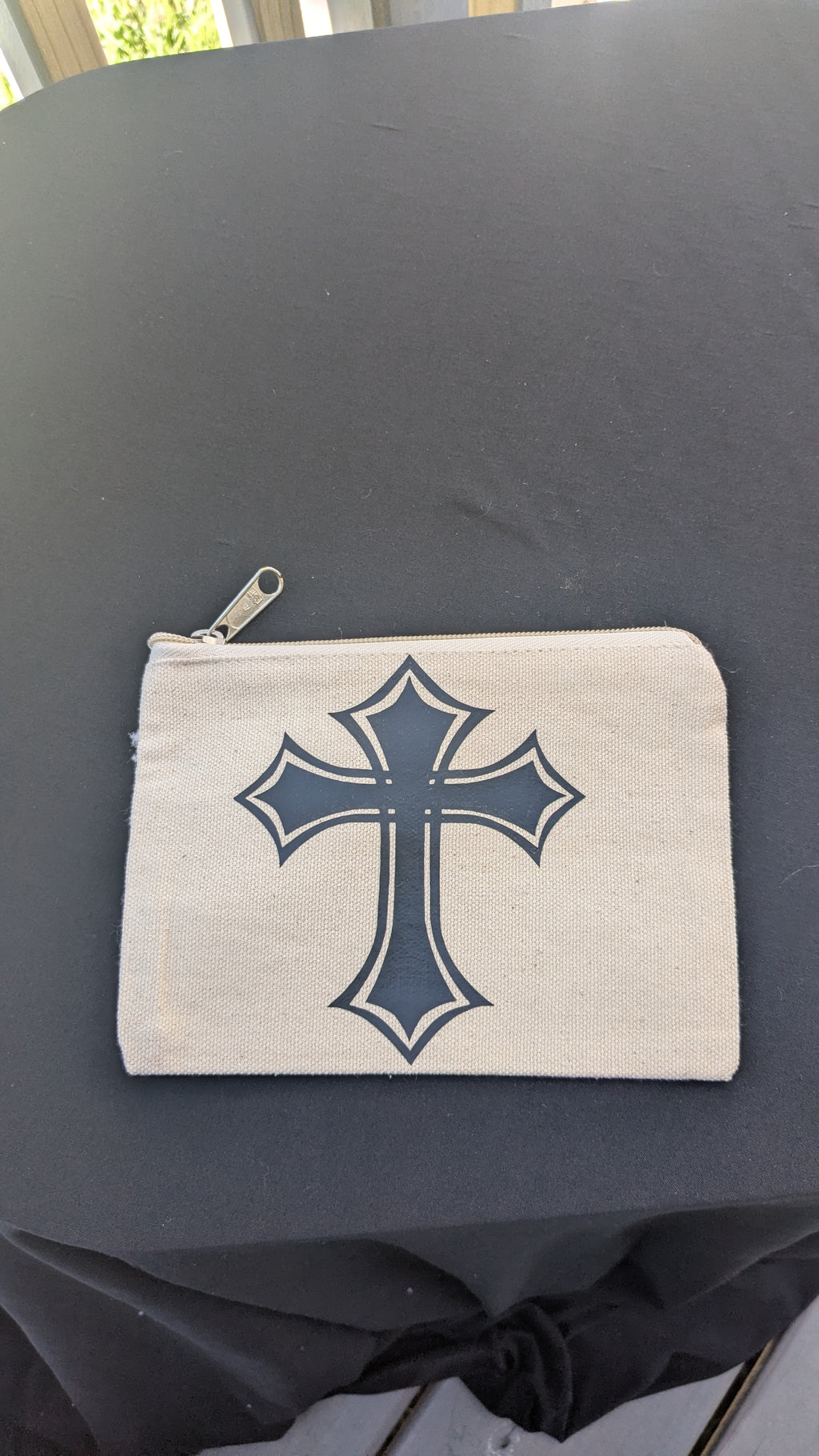 Canvas Cross Pouch: Rosary & Prayer Card Holder
