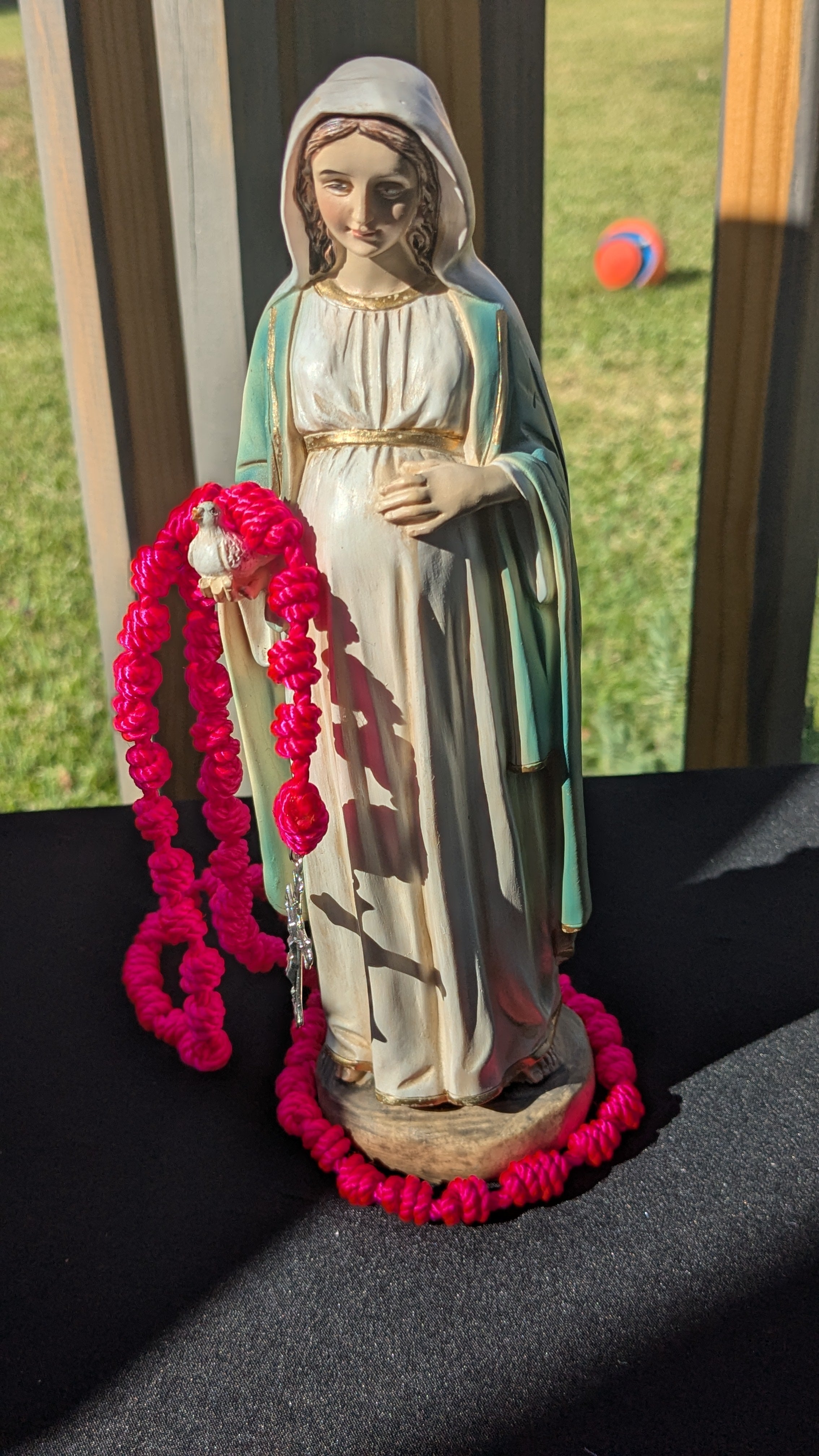 Bright Pink Knotted Rosary, large