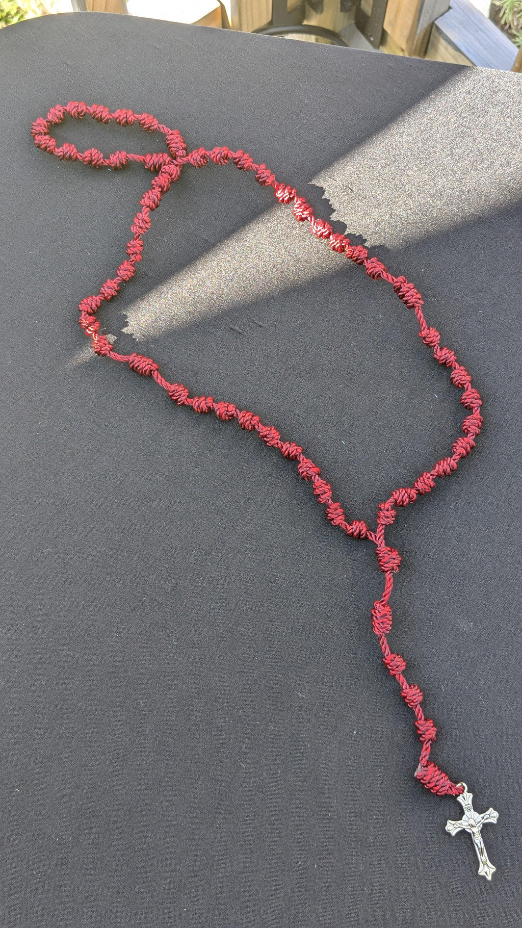 Crimson Knotted Rosary, Large