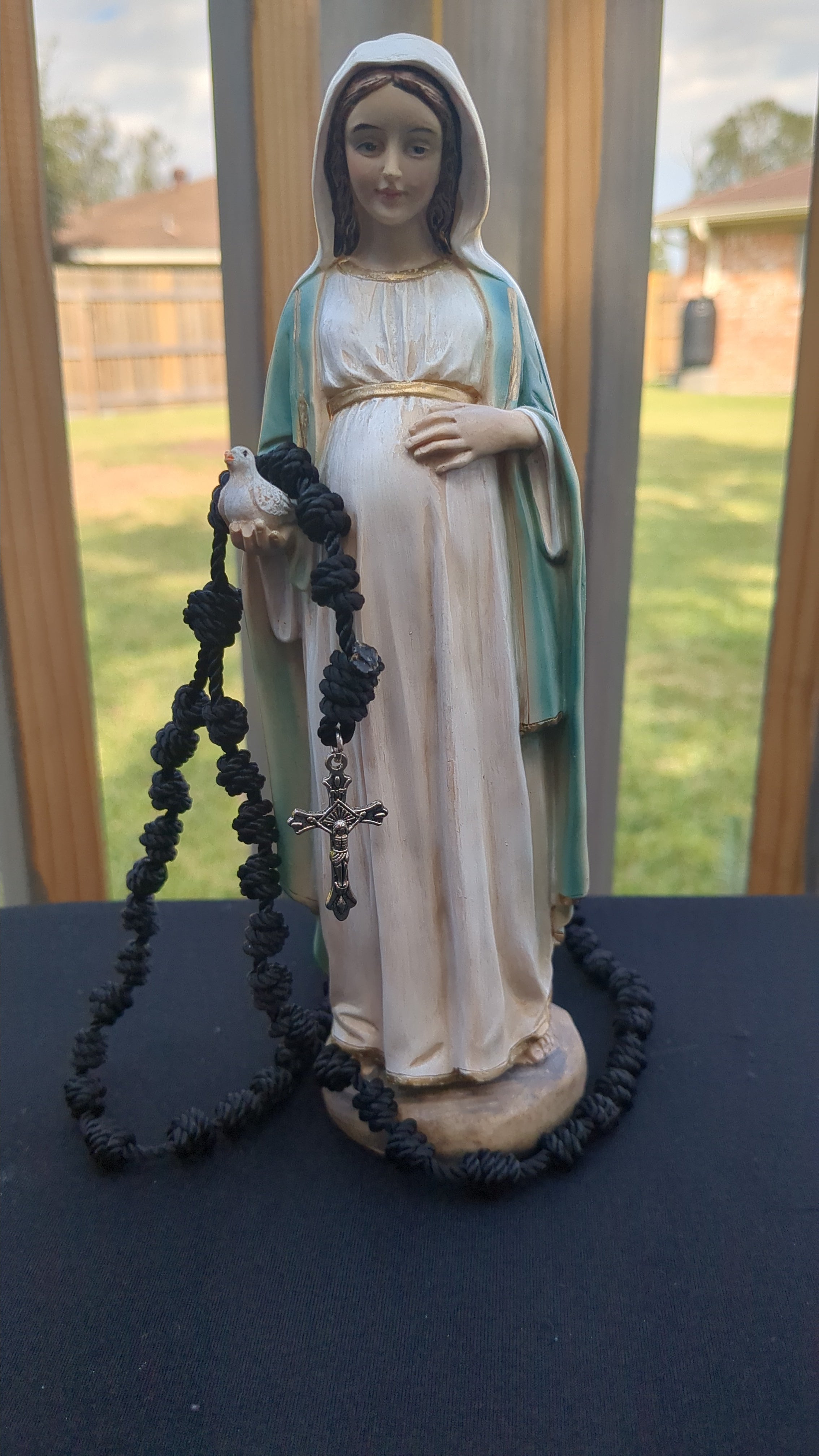 Black  Knotted Rosary with Nickel Crucifix